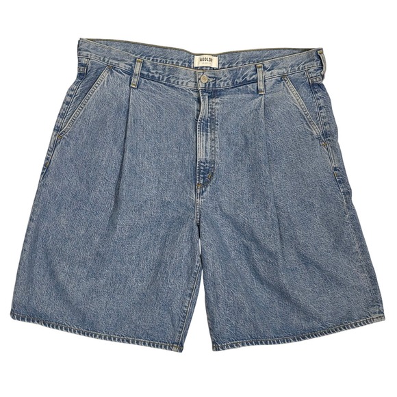 Agolde Ellis Denim Wide-Leg Trousers Shorts In Baffle Blue Women's Size 34 USA